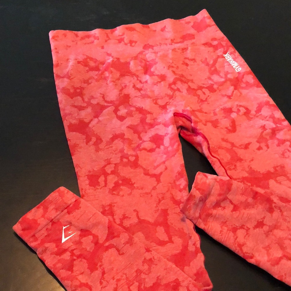 Gymshark Red Camo Leggings with Booty Scrunch